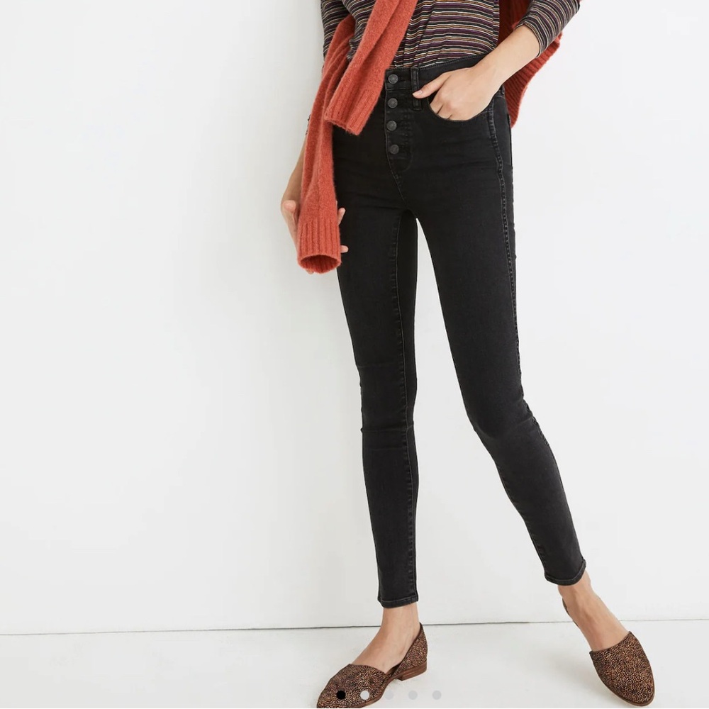 Madewell 10" High-Rise Skinny Jeans in Robert Wash Button-Front Edition Size 27 - Picture 4 of 7
